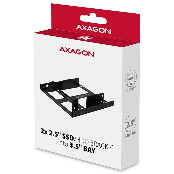 AXAGON RHD-225 Halterahmen für 2x 2,5" im 3,5" Slot - black RHD-225
