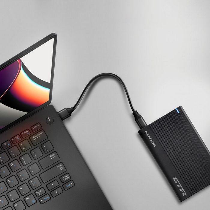 AXAGON EE25-GTR USB-C 3.2 Gen 2 - SATA 6G, 2.5" externes Festplattengehäuse, geriffelt - black EE25-GTR