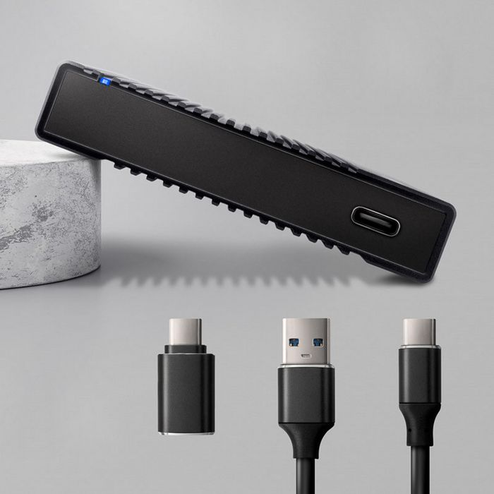 AXAGON EE25-GTR USB-C 3.2 Gen 2 - SATA 6G, 2.5" externes Festplattengehäuse, geriffelt - black EE25-GTR