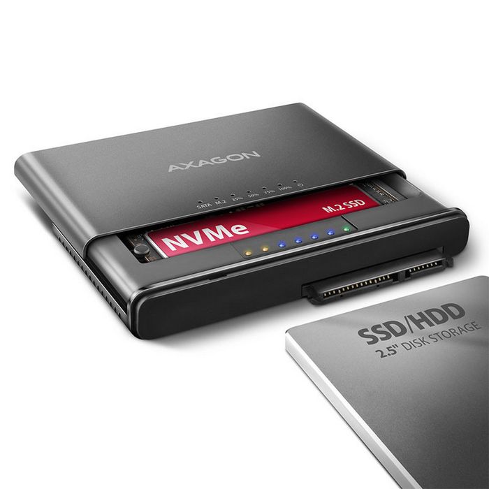 AXAGON ADSA-CC USB-C 10Gbps - NVMe M.2 SSD & SATA 2.5"/3.5" SSD/HDD CLONE MASTER 2 ADSA-CC