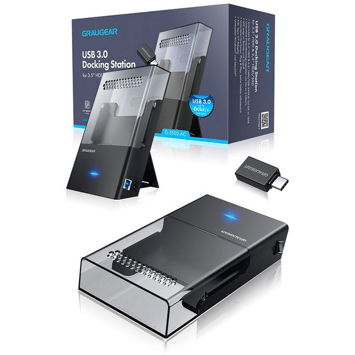 Graugear dock enclosure for 3.5" / 2.5" HDD / SSD, USB 3.2-G-3502-AC