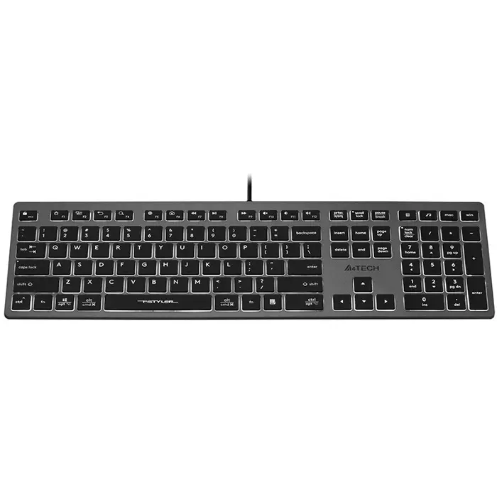 A4Tech FSTYLER FX60H (White Backlit) keyboard USB QWERTY Black, Grey