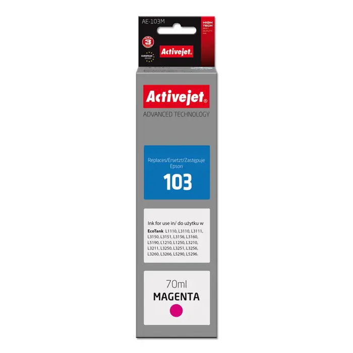 Activejet AE-103M Ink cartridge (replacement for Epson 103 C13T00S34A; Supreme; 70 ml; magenta)