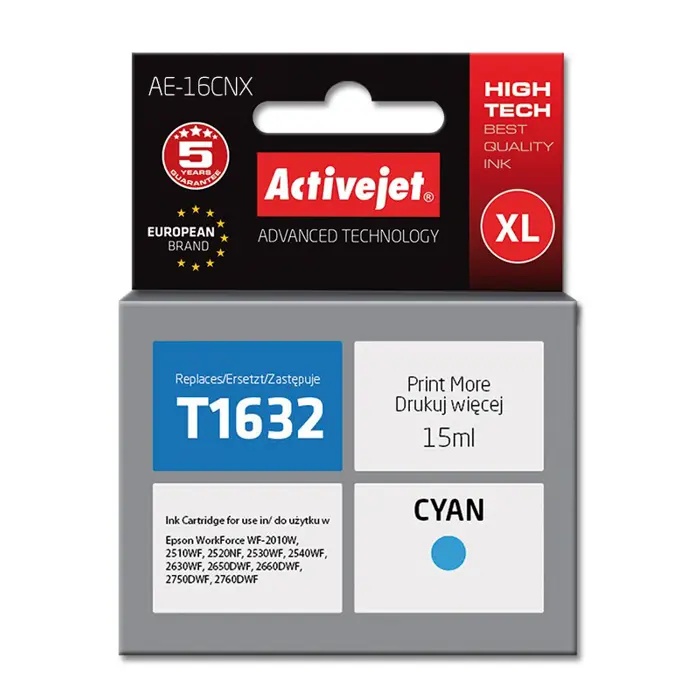 Activejet AE-16CNX Ink cartridge (replacement for Epson 16XL T1632; Supreme; 15 ml; cyan)