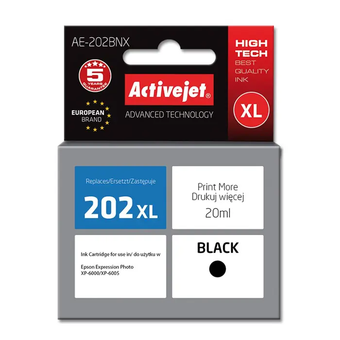 Activejet AE-202BNX ink (replacement for Epson 202XL G14010; Supreme; 20 ml; black)
