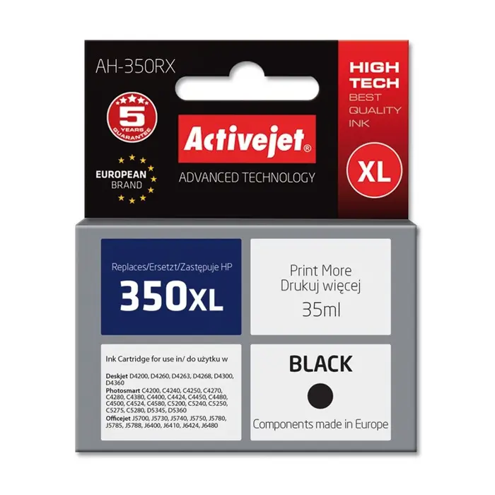 Activejet AH-350RX Ink Cartridge (replacement for HP 350XL CB336EE; Premium; 35 ml; black)