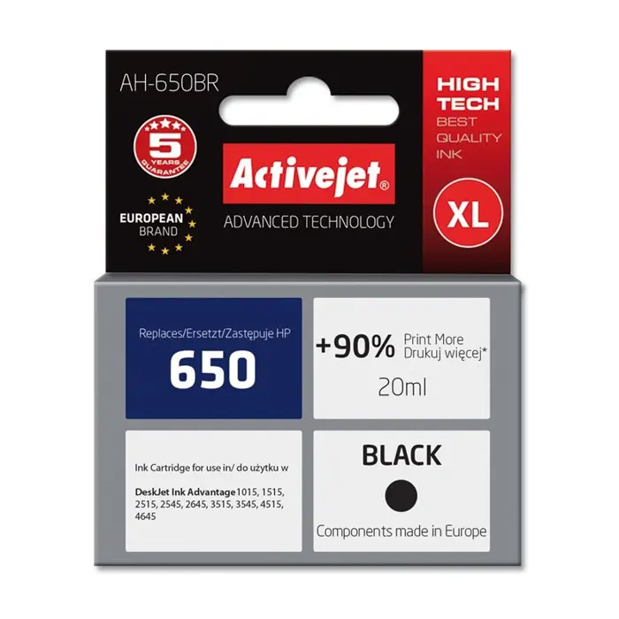 Activejet AH-650BR ink (replacement for HP 650 CZ101AE; Premium; 20 ml; black)