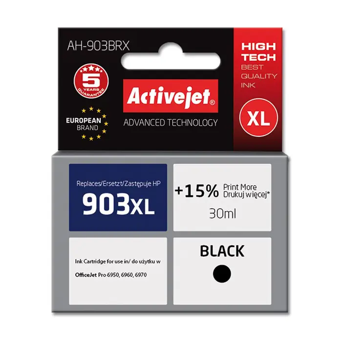 Activejet AH-903BRX ink (replacement for HP 903XL T6M15AE; Premium; 30 ml; black)