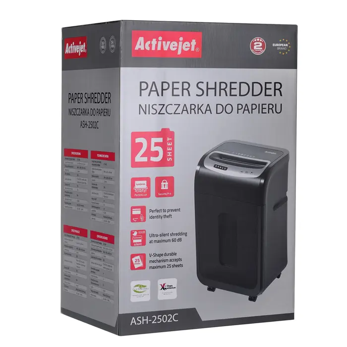 Activejet ASH-2502C Shredder for documents, black color.