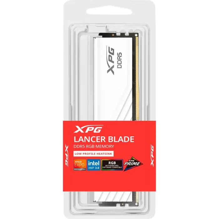 ADATA DDR5 - 16GB - 6400 - CL - 32 - Single (white, AX5U6400C3216G-SLABRWH, XPG Lancer Blade RGB, INTEL XMP, AMD EXPO)
