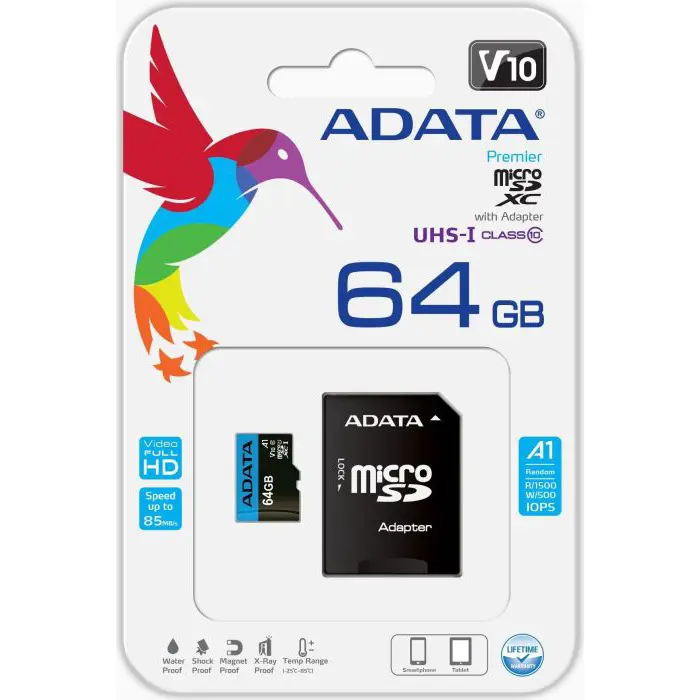 ADATA microSD 64GB Premier UHS-I Cl10 - + Adapter