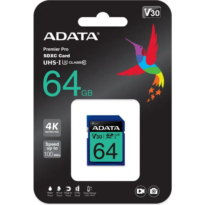 ADATA Premier Pro 64 GB SDXC, memory card (UHS-I (U3), Class 10, V30)