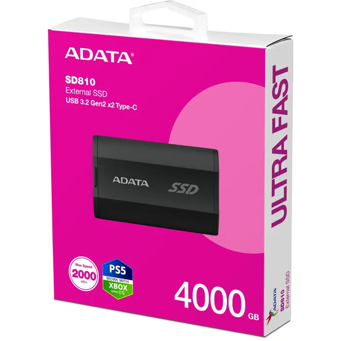 ADATA SD810 4 TB, external SSD (black, USB-C 3.2 Gen 2x2 (20 Gbit/s))