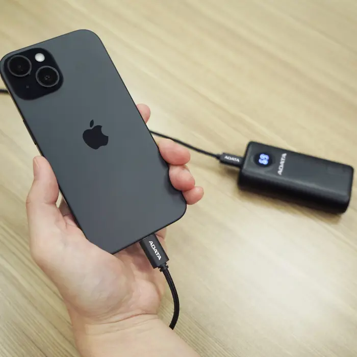 ADATA USB 2.0 cable, USB-C male > USB-C male (black, 1 meter, PD 3.0, QC 3.0, charging with up to 100 watts)