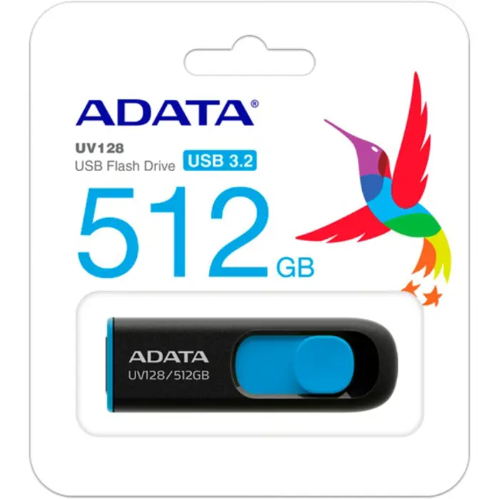 ADATA UV128 512 GB USB stick black/blue, USB-A 3.2 Gen 1