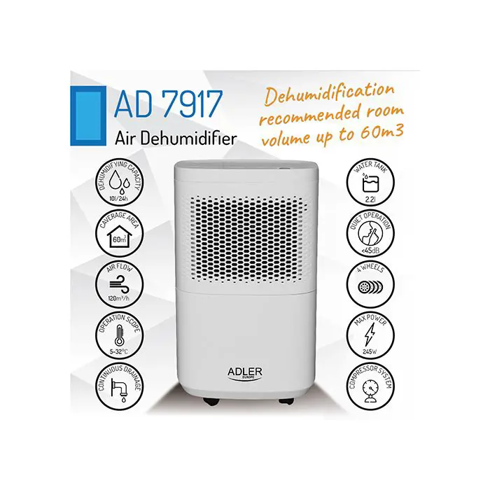 Adler dehumidifier with 2.2L AD7917 compressor