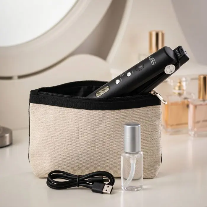 Adler Wireless Travel Hair Straightener with USB-C, 160/190/220°C, Black