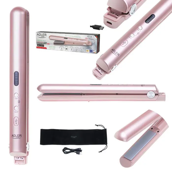Adler Wireless USB-C Travel Hair Straightener 160/190/220°C