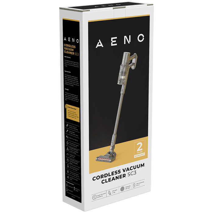 AENO Cordless vacuum cleaner SC3: electric turbo brush, LED lighted brush, resizable and easy to maneuver, washable MIF filter