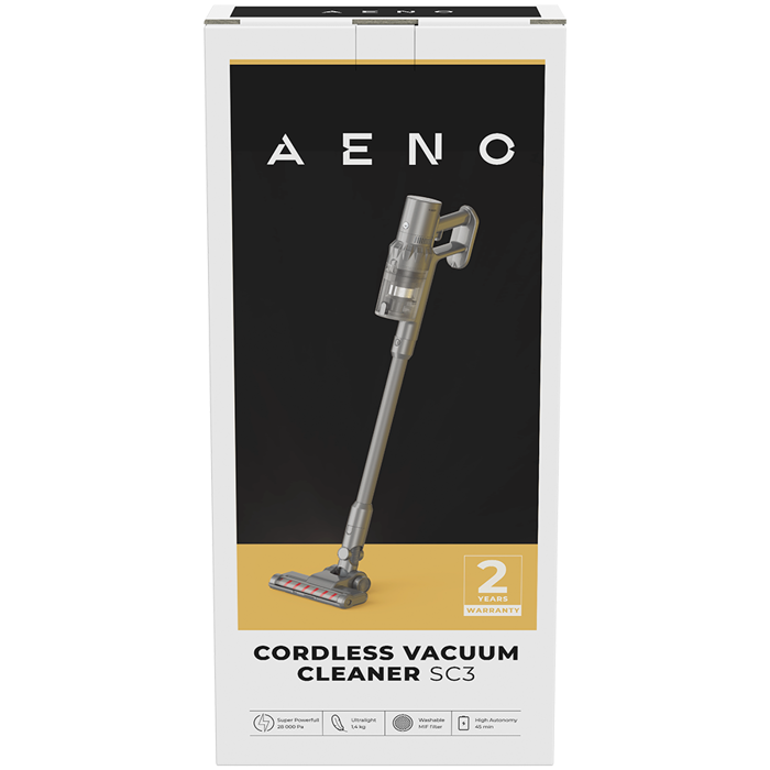 AENO Cordless vacuum cleaner SC3: electric turbo brush, LED lighted brush, resizable and easy to maneuver, washable MIF filter