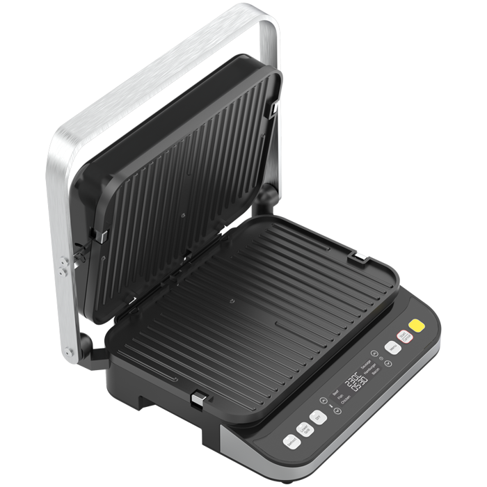 AENO Electric Grill EG5: 2000W, 2 heating modes - Lower Grill, Both Grills, 6 preset programs, Defrost, Max opening angle -180°, Temperature regulation, Timer, Removable double-sided plates, Plate s