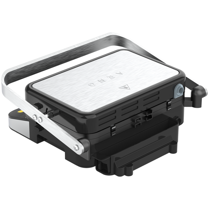 AENO Electric Grill EG5: 2000W, 2 heating modes - Lower Grill, Both Grills, 6 preset programs, Defrost, Max opening angle -180°, Temperature regulation, Timer, Removable double-sided plates, Plate s