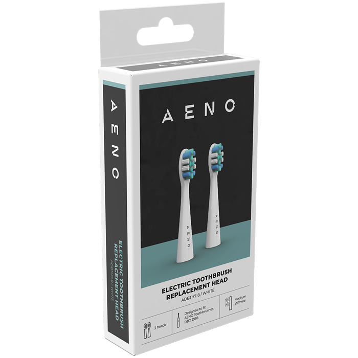AENO Replacement toothbrush heads, White, Dupont bristles, 2pcs in set (for ADB0007/ADB0008)