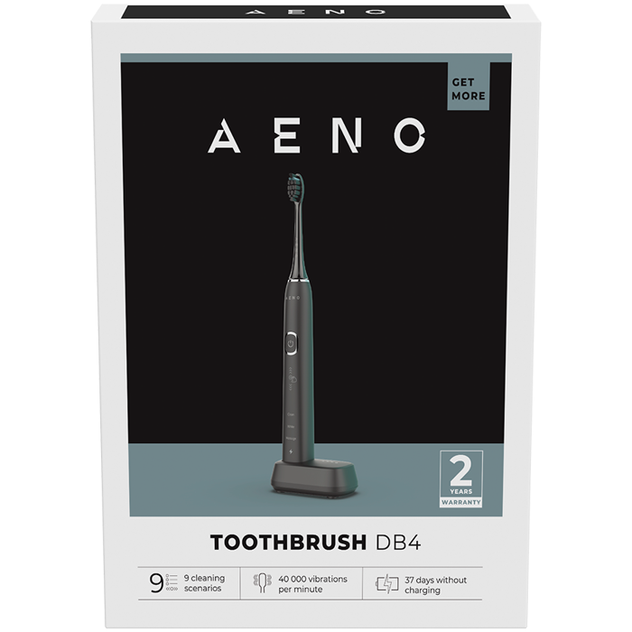 AENO Sonic Electric Toothbrush, DB4: Black, 9 scenarios, with 3D touch, wireless charging, 40000rpm, 37 days without charging, IPX7