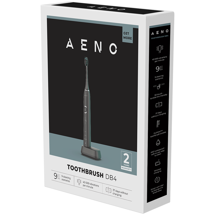 AENO Sonic Electric Toothbrush, DB4: Black, 9 scenarios, with 3D touch, wireless charging, 40000rpm, 37 days without charging, IPX7