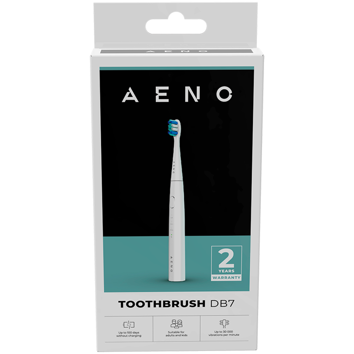 AENO Sonic Electric toothbrush, DB7: White, 3modes, 1 brush head + 2 stickers, 30000rpm, 100 days without charging, IPX7