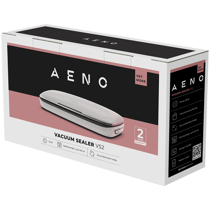 AENO Vacuum sealer VS2: 110W, 60kPa, Dry/Moist Food Mode, 3 modes: Vac+Seal, Seal, Pulse, Max Packet Width 30 cm