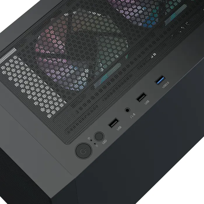 Aerocool B509A Flow-G-BK-v1, with power supply Aero 650 (black, tempered glass)