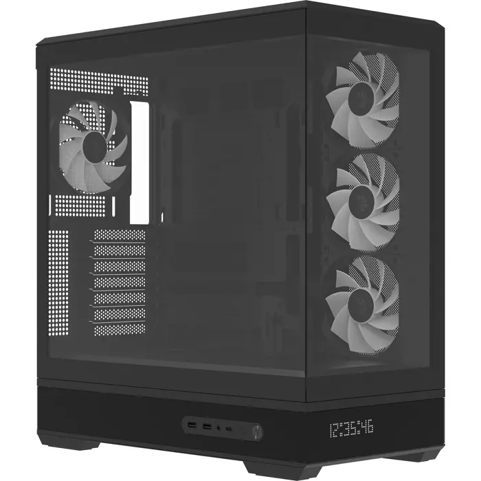 Aerocool P500B Digi-BK-v1, Tower Case, Black, Tempered Glass x 2