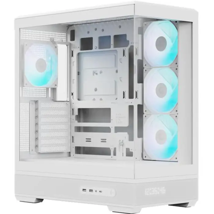 Aerocool P500B Digi-WT-v1, Tower Case White, Tempered Glass x 2