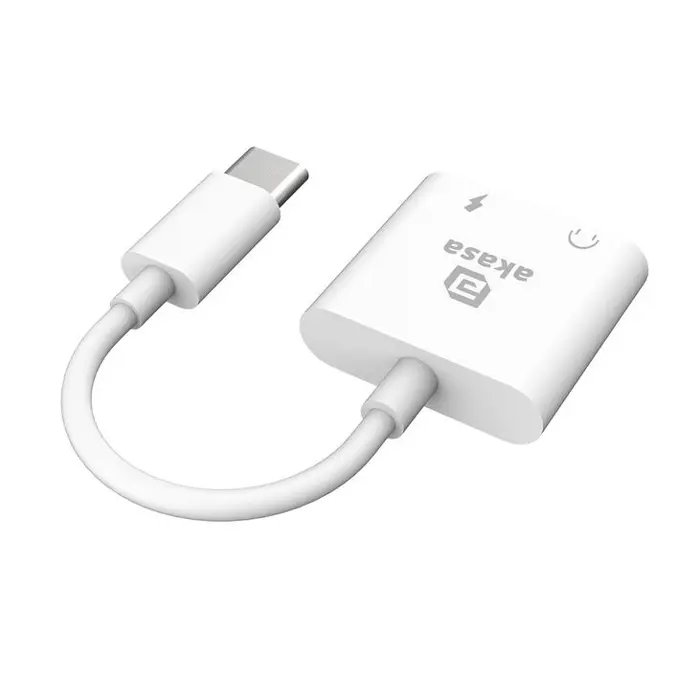 Akasa USB Typ-C zu 3,5-mm-Kopfhörerbuchse, Ladeadapter-Kabel - Power Delivery-AK-CBCA30-08WH