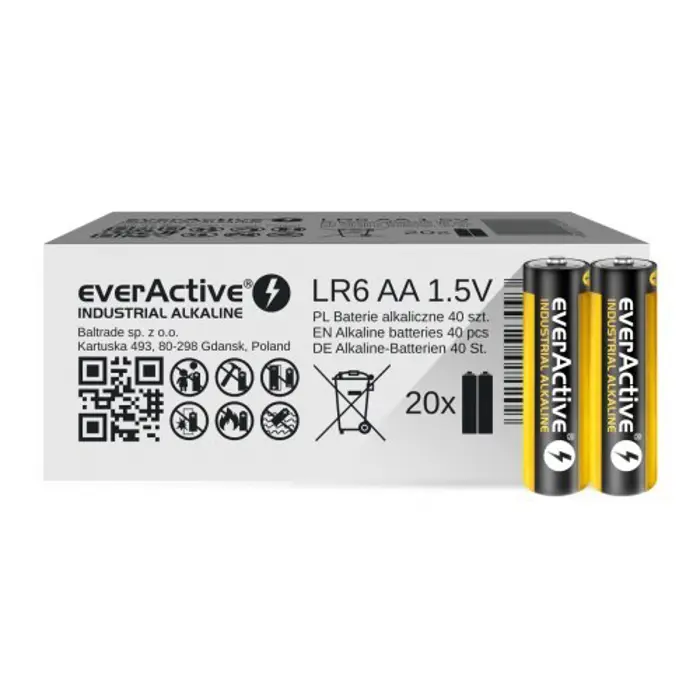Alkaline batteries everActive Industrial Alkaline LR6 AA - carton box 40 pcs