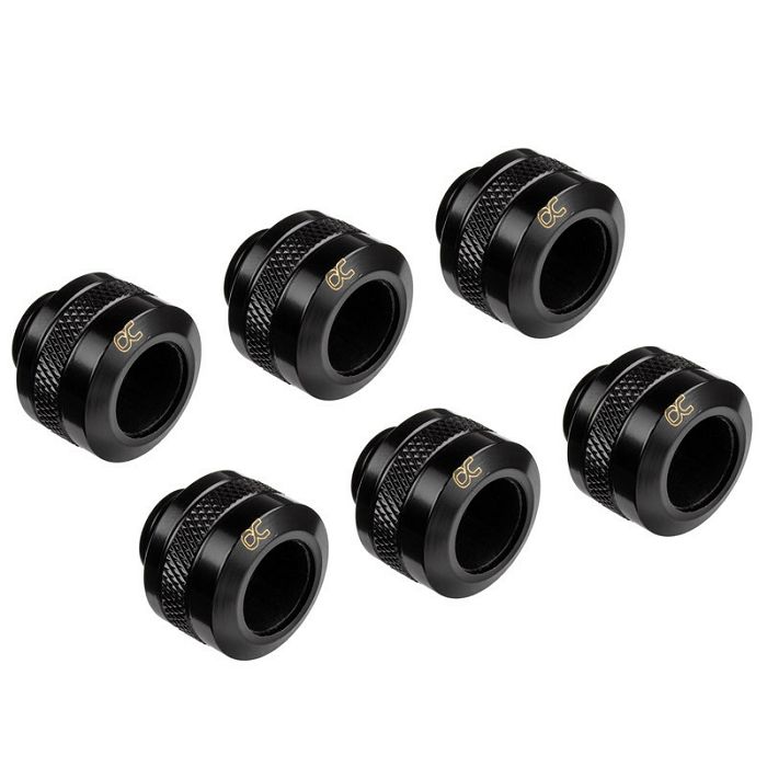 Alphacool Icicle Pro Connection 13mm Hardtube Fitting G1/4, 6-Pack - black