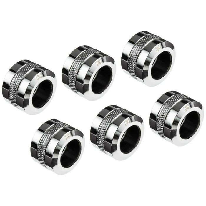 Alphacool Icicle Pro Connection 16mm Hardtube Fitting G1/4, 6-Pack - chrome 17476