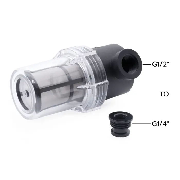 Alphacool ES Big Inline particle filter 2x G1/4 IG/IG (black/transparent, for the coolant circuit)