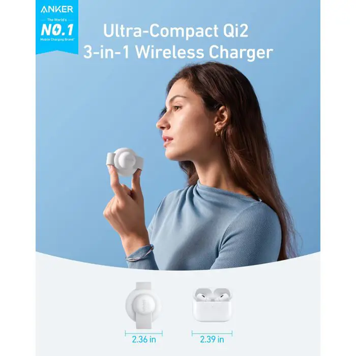 Anker MagGo Wireless Foldable Charging Pad 3-in-1, White