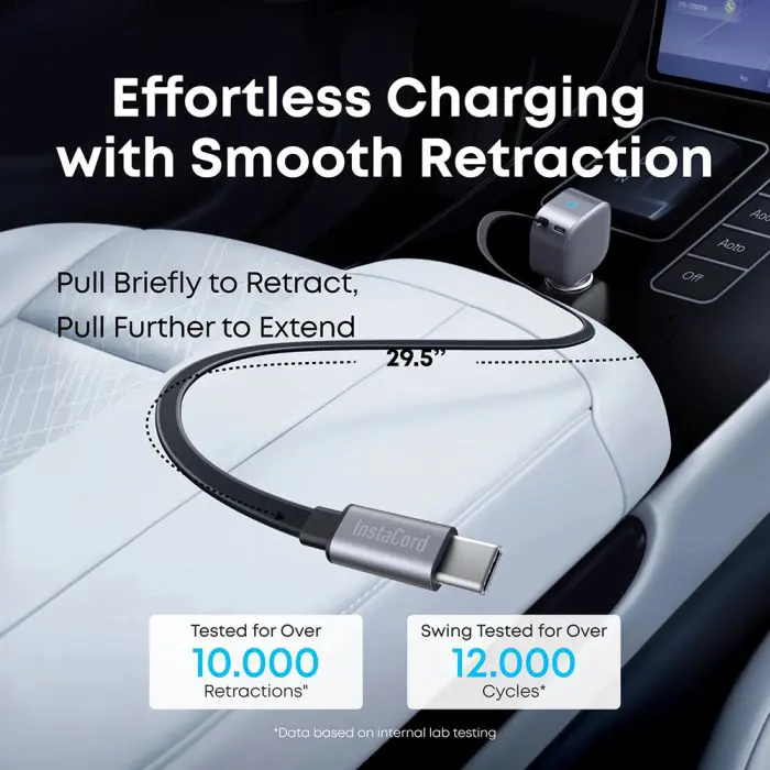 Anker Nano 75W car charger with integrated cable