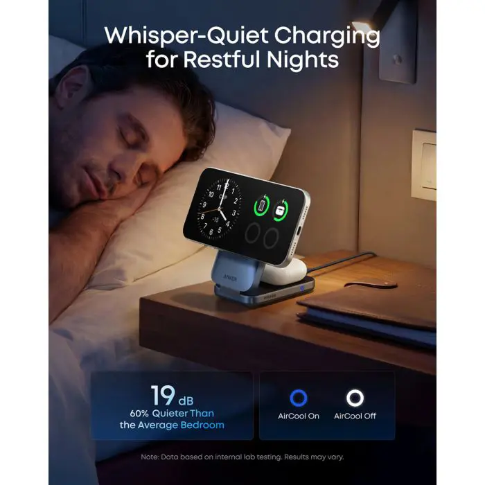 Anker Prime 3-in-1 Wireless Charging Station, Black