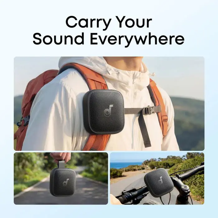 Anker Soundcore Boom Go 3i Portable Bluetooth Speaker, Black