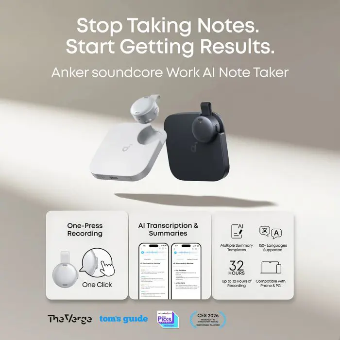 Anker Soundcore Work pametni AI snemalnik zvoka, bel