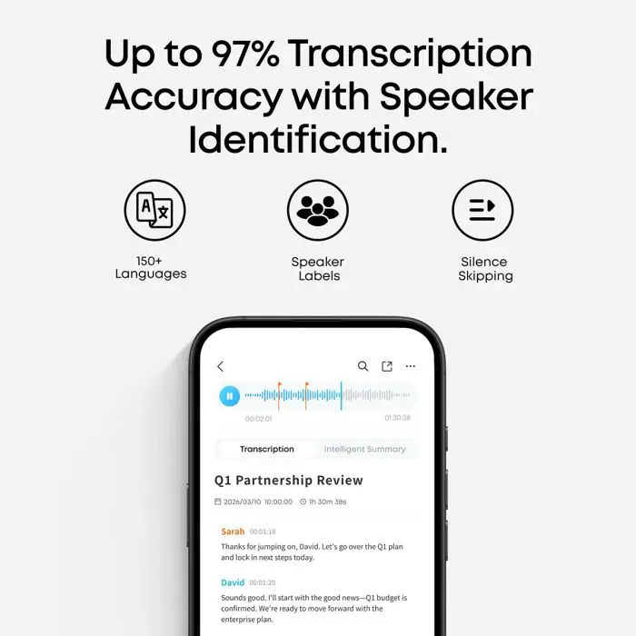 Anker Soundcore Work pametni AI snemalnik zvoka, bel