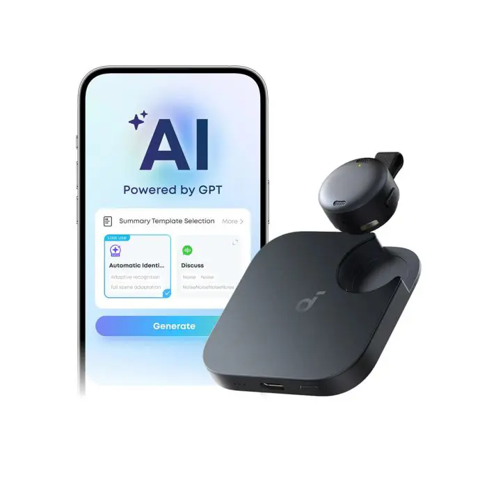 Anker Soundcore Work pametni AI snemalnik zvoka, črn