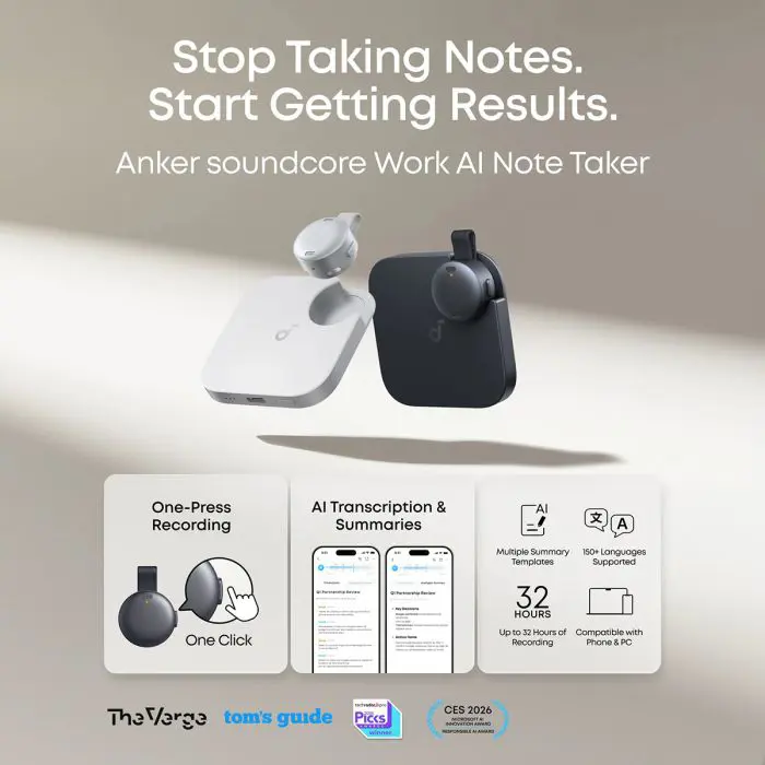 Anker Soundcore Work pametni AI snemalnik zvoka, črn