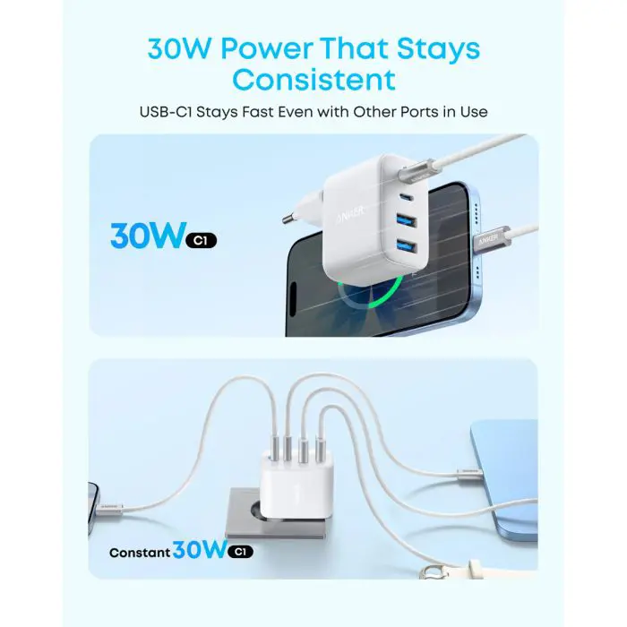 Anker Zolo 50W 4-Port Charger, White