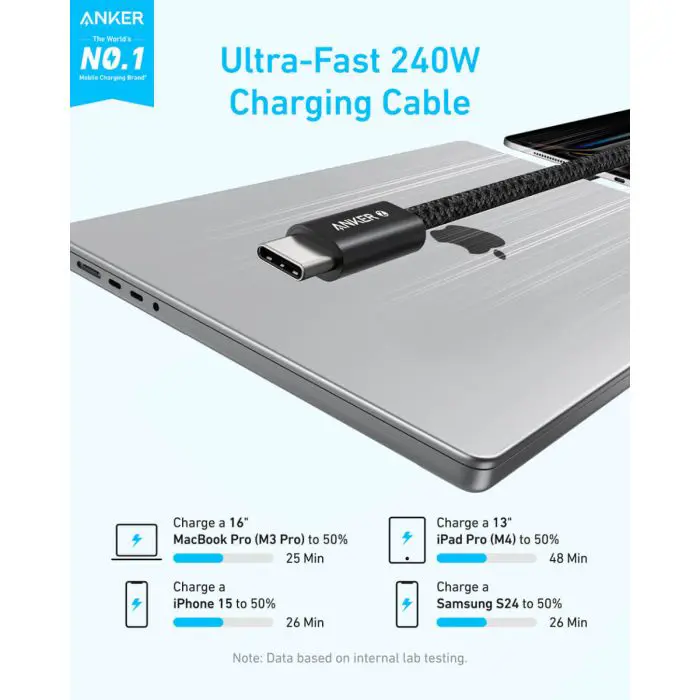 Anker Zolo USB-C na USB-C kabel, 1m, 240W