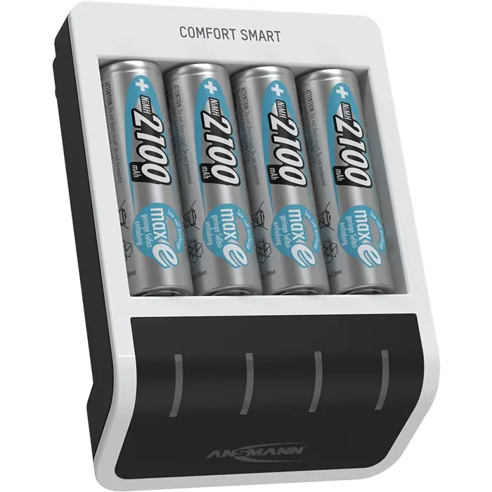 Ansmann Comfort Smart + 4x AA 2100mAh, charger (white/black, incl. 4x AA batteries with 2100 mAh)